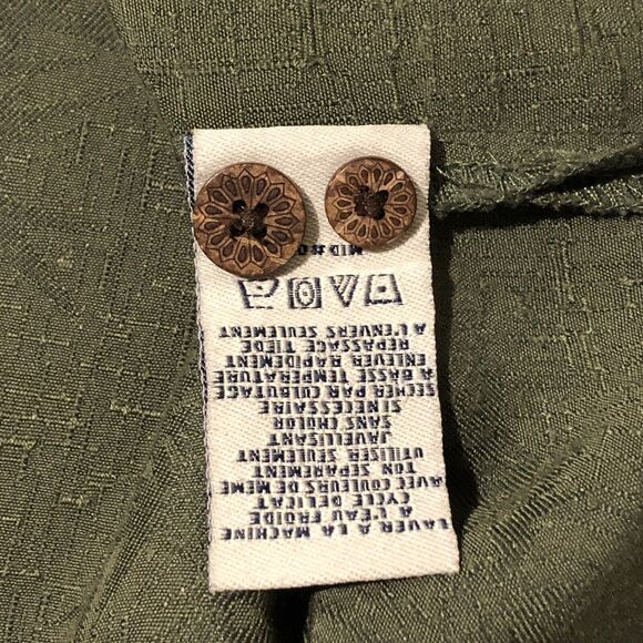 Caribbean Joe Green Rayon/Polyester Loop Button Palm Hawaiian Shirt Large - Picture 5 of 8